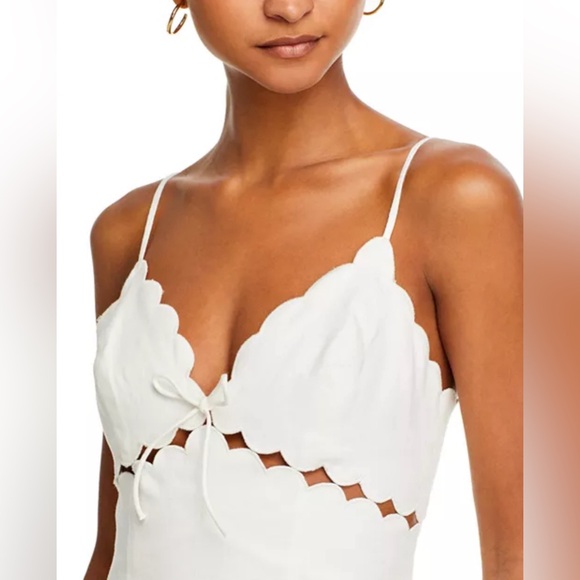 NWT $380 LoveShackFancy Sydow White Scalloped Linen Mini Dress Sz 2 - Picture 5 of 16